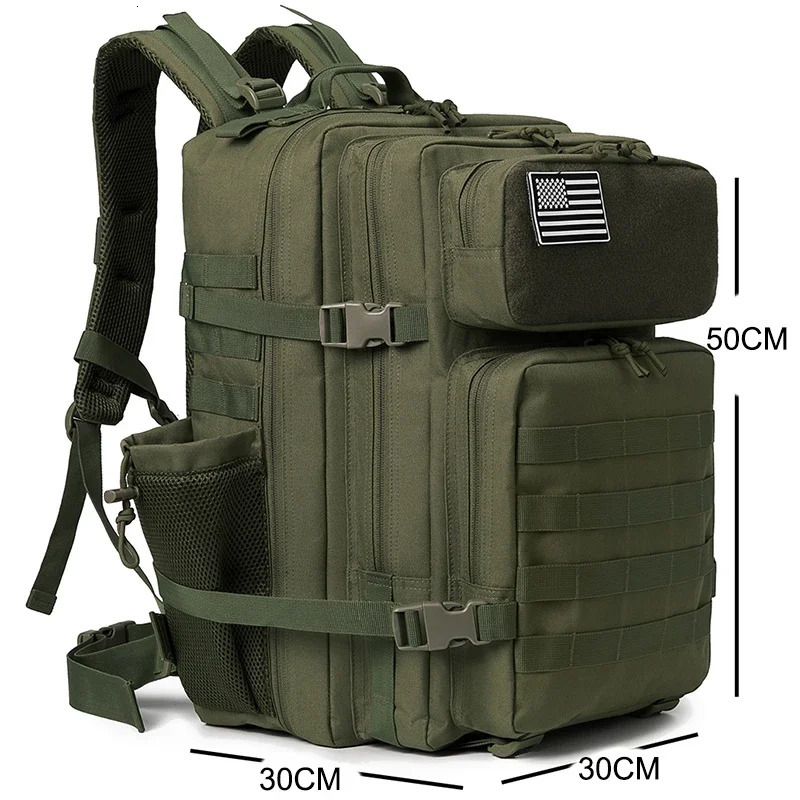QT QY 50L Military Tactical Backpack Army Bag Hunting MOLLE Backpack Gym Mens EDC Outdoor Hiking Backpack Witch Bottle Rack 241023