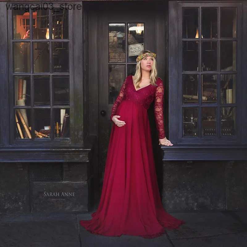 Maternity Dresses Lace Stitching Pregnant Woman Dress Maternity Dress For Photo Shoot Robe Grossesse Baby Shower Dress Maternity Photography Dress L24
