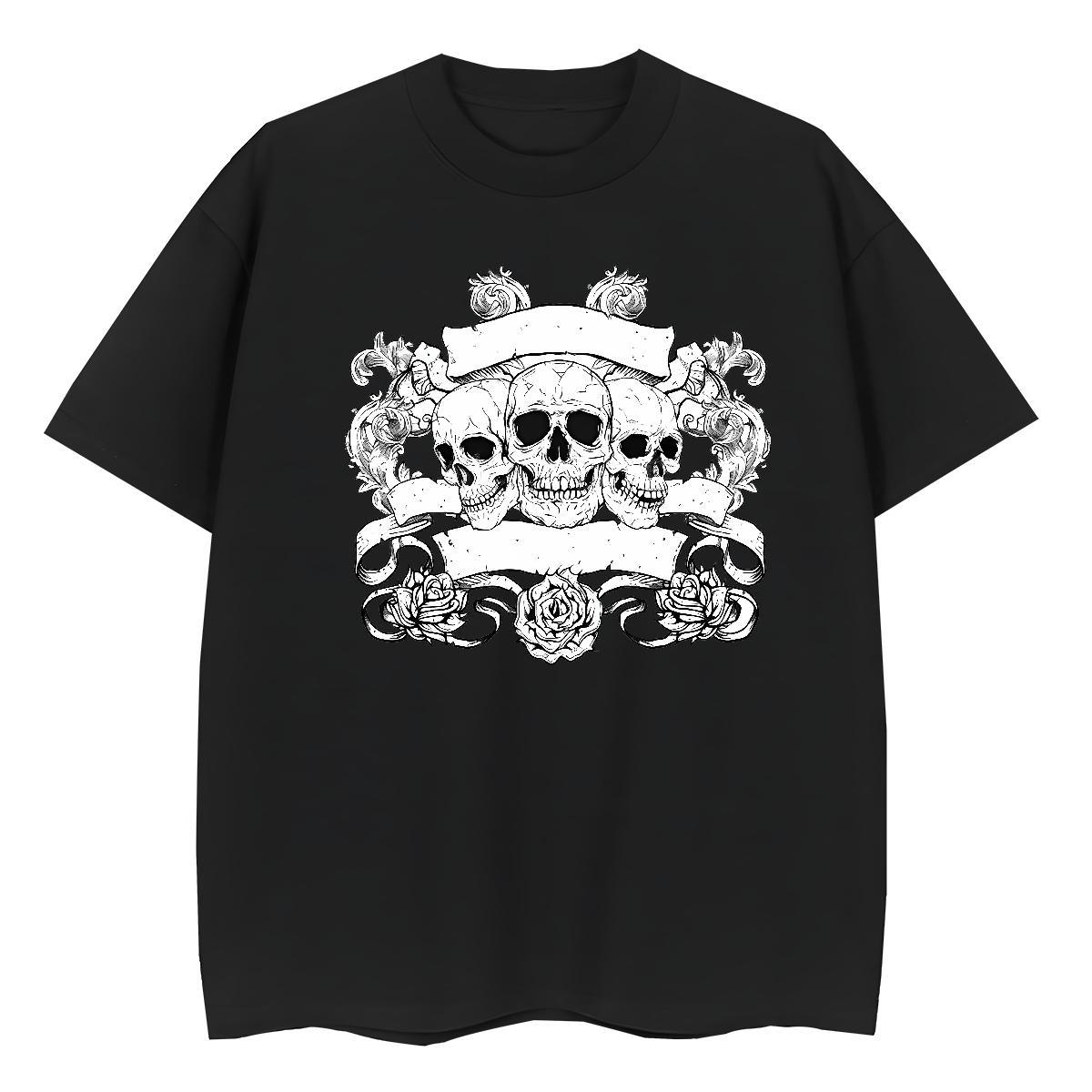 Fashion New T shirt 230g Cotton Crew Neck Breathable Casual Sport skull Womens Tshirts Popular Plus Size Custom Tees