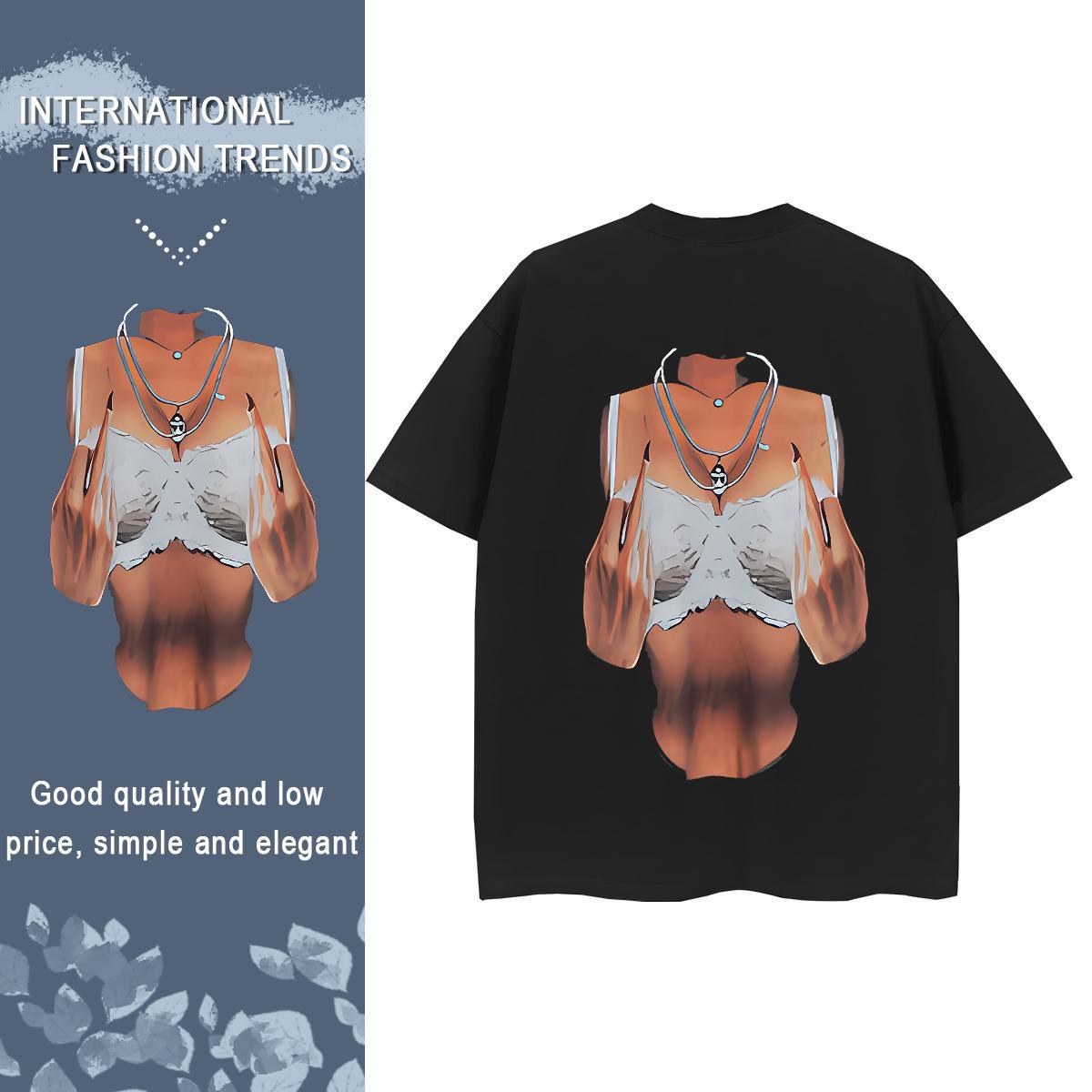 DIY T Shirts Women 100% Cotton 230g Short Sleeve O-Neck Daily Wear chest Unisex Tshirts Loose Custom Printing Tops Shirt