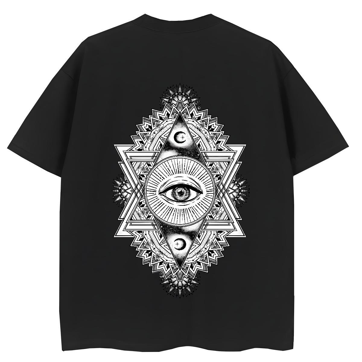 Classic T shirt 230g Cotton Crew Neck Sports Casual eye of the devil Couples T Shirts Female Custom Cartoon Tees