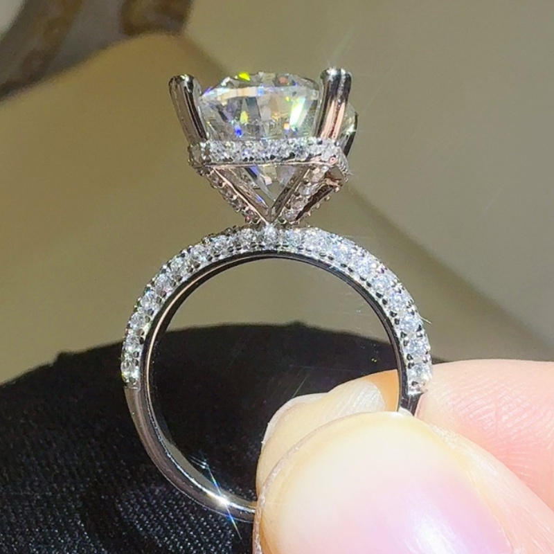 Elegant Women Fashion Moissanite Ring S925 Sterling Silver 8ct Moissanite Band Rings for Women Men Promise Jewelry Engagement Rings Gift