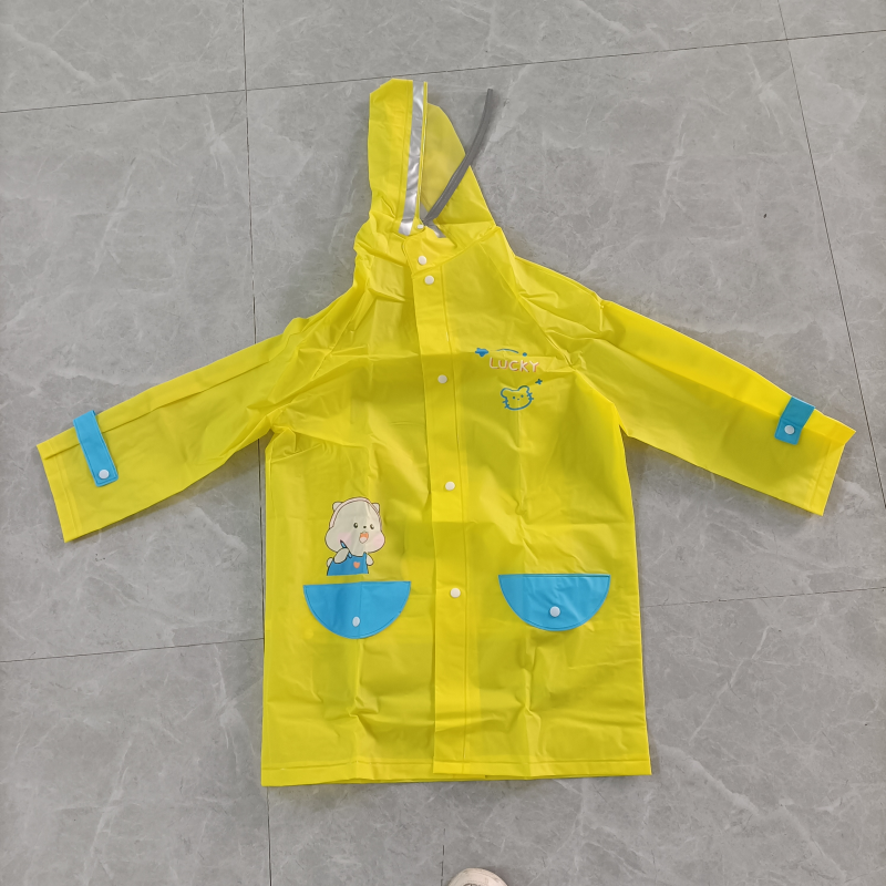 Children's raincoat with hat creates a fashionable little expert in the rain