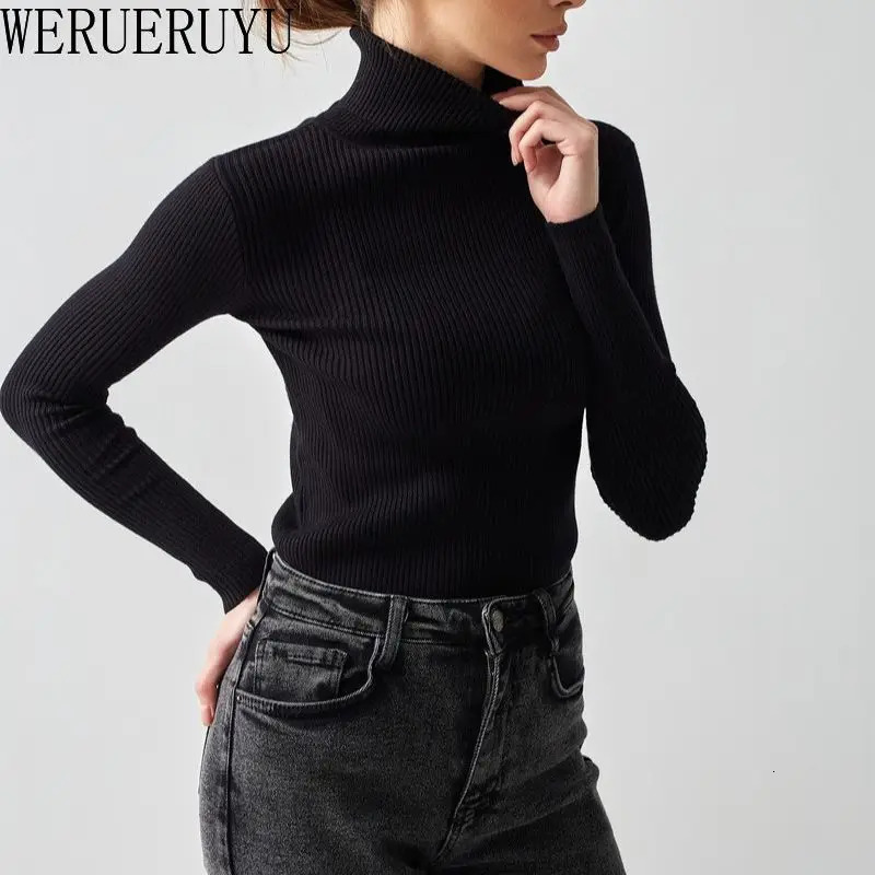 Autumn Winter Knitwears Turtleneck Sweater Womens Y2k Clothes Casual Fashion Long Sleeve Tops Pullover Tight Sweater for Women 241011