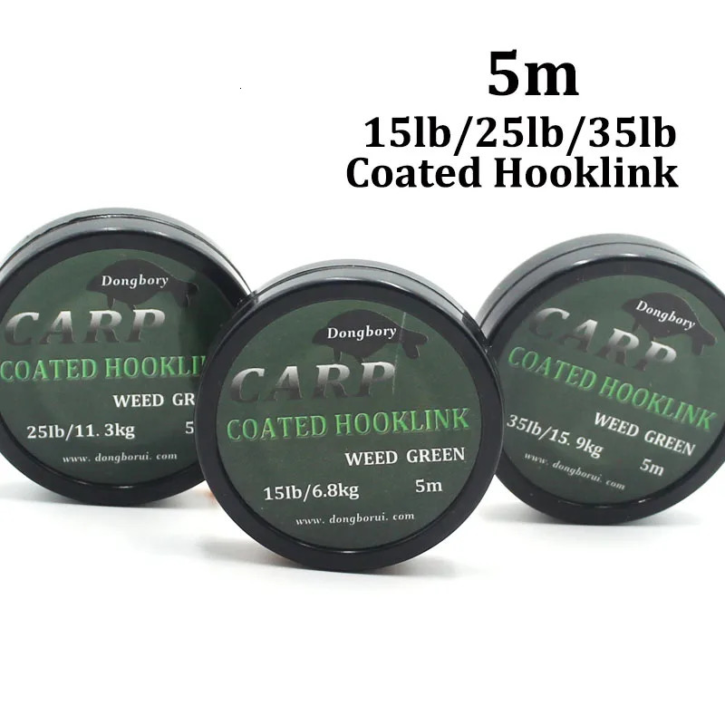 1PCS 5m Carp Fishing Line Hook Link Coated Hooklink Braid for Hair Rig 15IB 25IB 35IB Coarse Tackle 241007