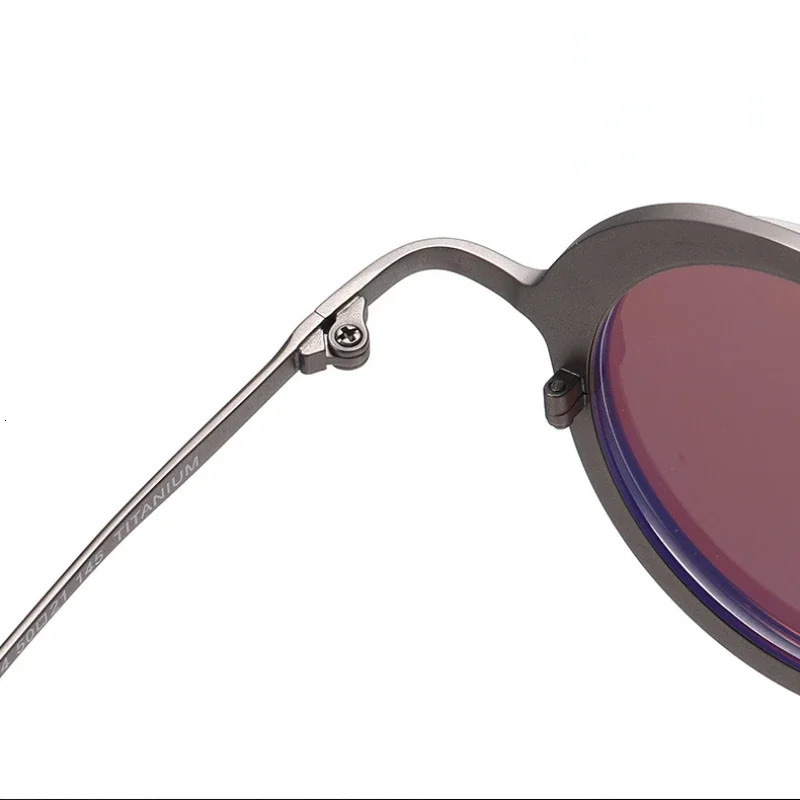 2-in-1 Retro Magnet IC Clip Pure Round Glasses Frame Mens Polarized Sunglasses Womens er Glasses 240926