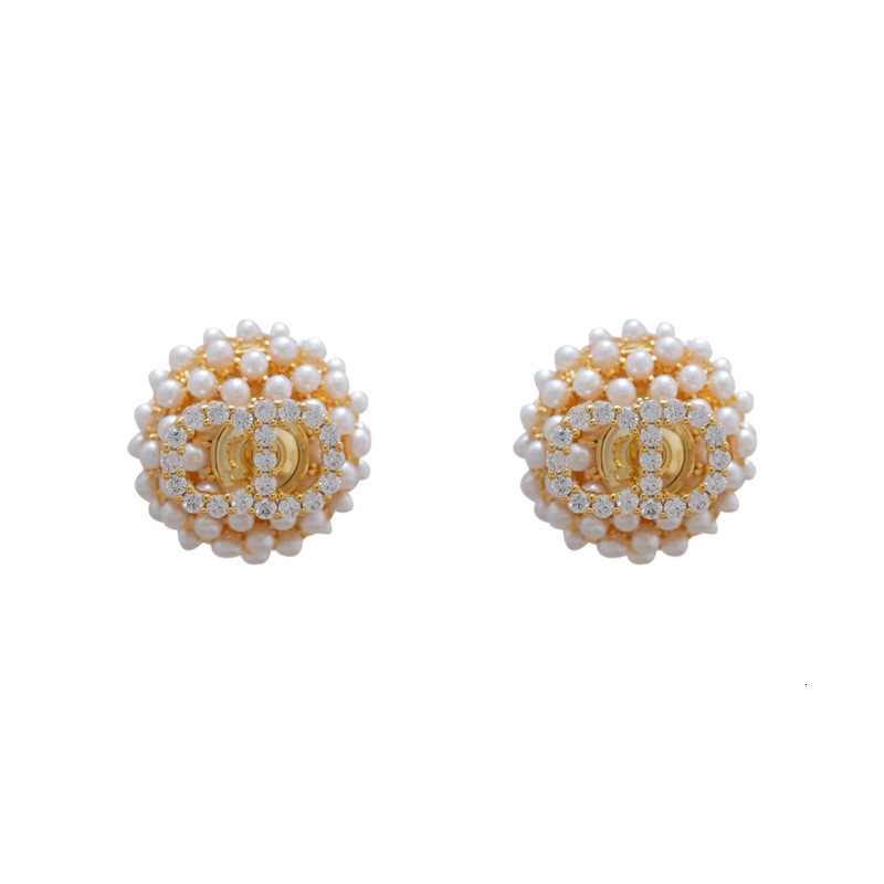 new pearl round ball front rear ear studs elegant temperament high-end fashionable and versatile earrings