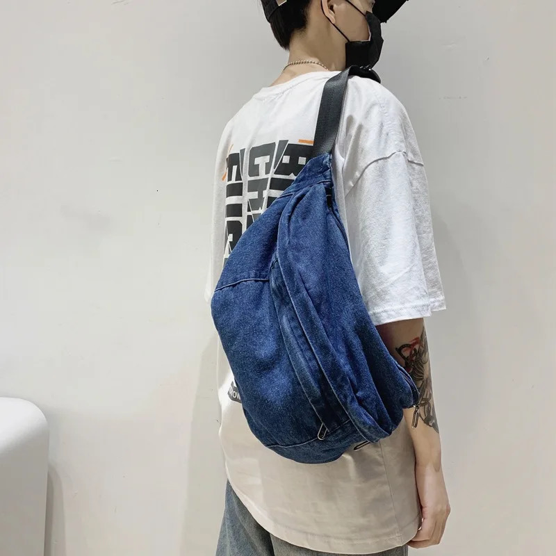 Womens belt bag mens hip-hop fashion homeless travel wallet mobile phone bag unisex cross body sling bag denim bag shoulder bag 241008