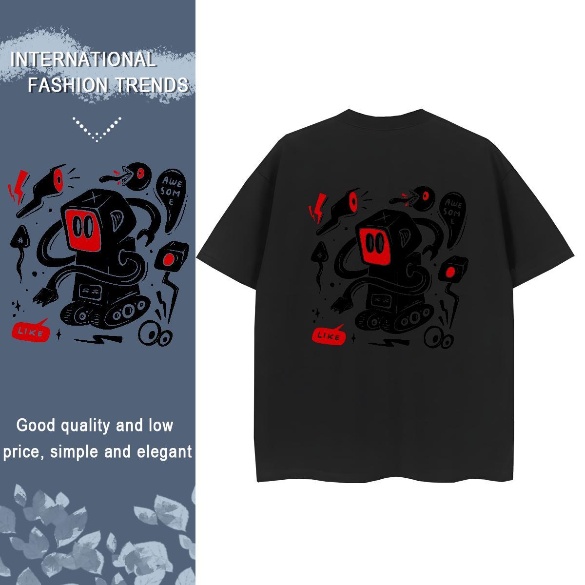 Stylist Women T Shirts 230g Cotton Crew Neck Breathable Street Casual robot Women Tees Brand Anime Tshirts