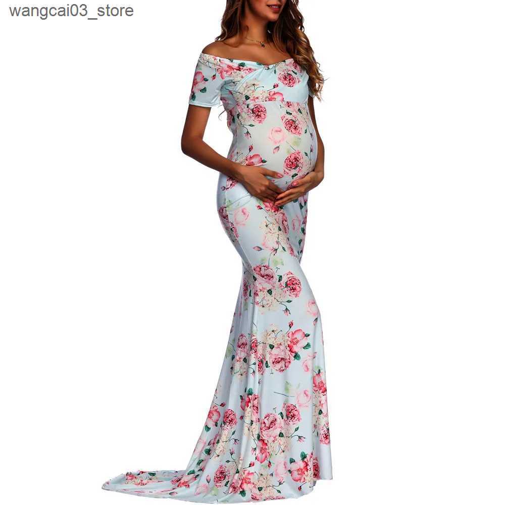 Maternity Dresses 2023 Pregnant Women Floral Long Maxi Dresses Maternity Gown Photography Photo Shoot Clothes Pregnancy Summer Beach Sundress L240910