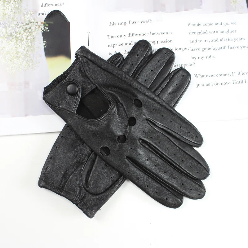 Womens sheepskin driver gloves thin breathable cordless colored leather summer 240906
