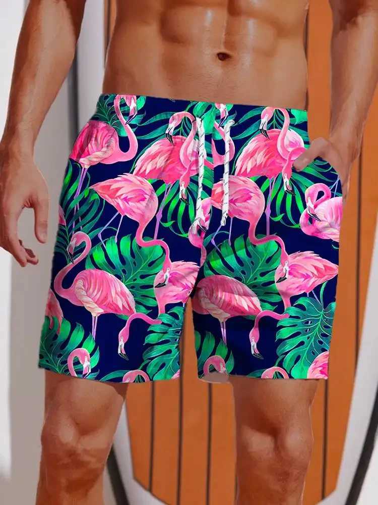 2024 Summer 3D Printing Hawaiian Vacation Style Printed Shorts Mens Board Shorts Casual Swimming Luggage Drawstring Breathable Shorts W241010