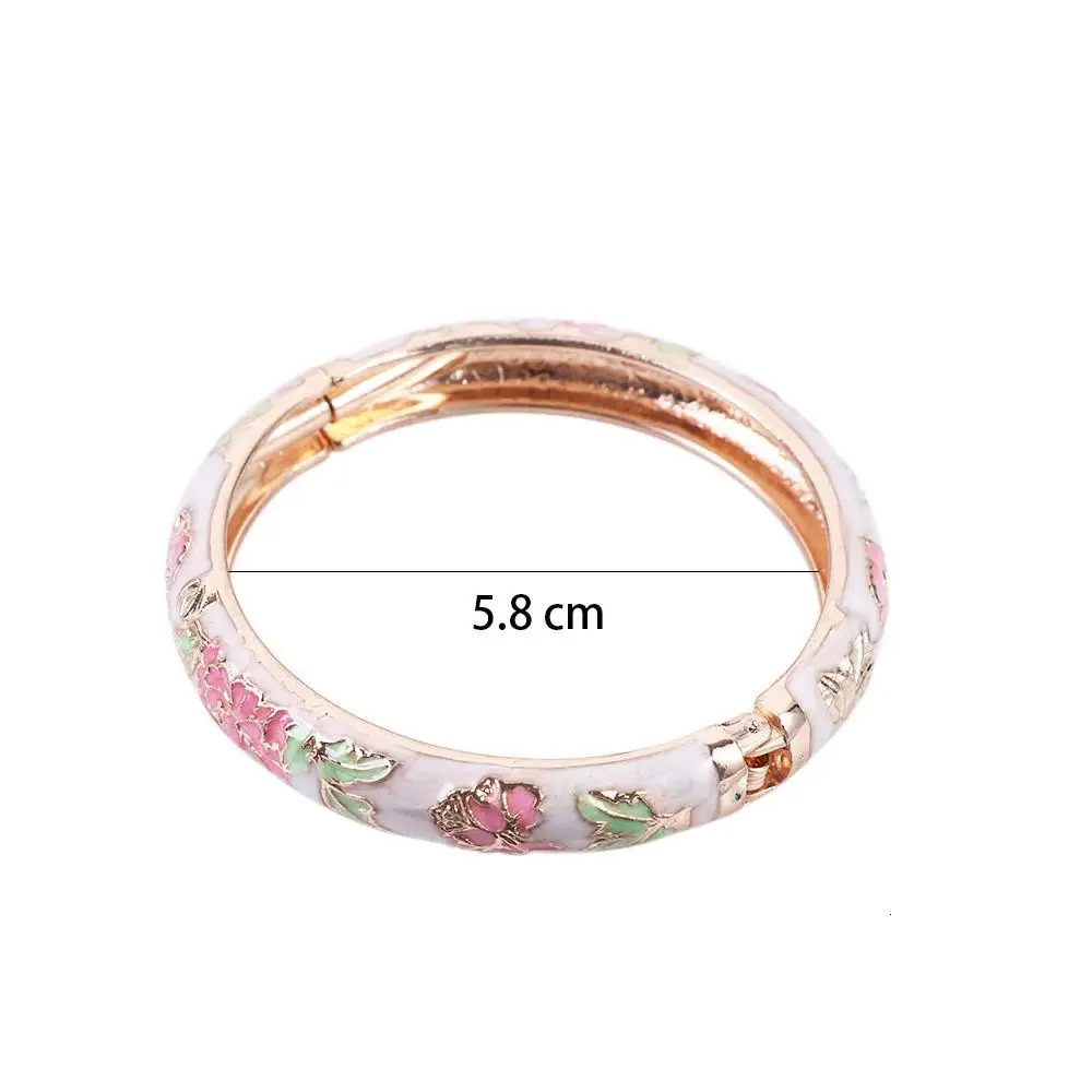 Traditional retro Cloisone girl gift enamel handmade peony bracelet jewelry accessories bracelet 241007