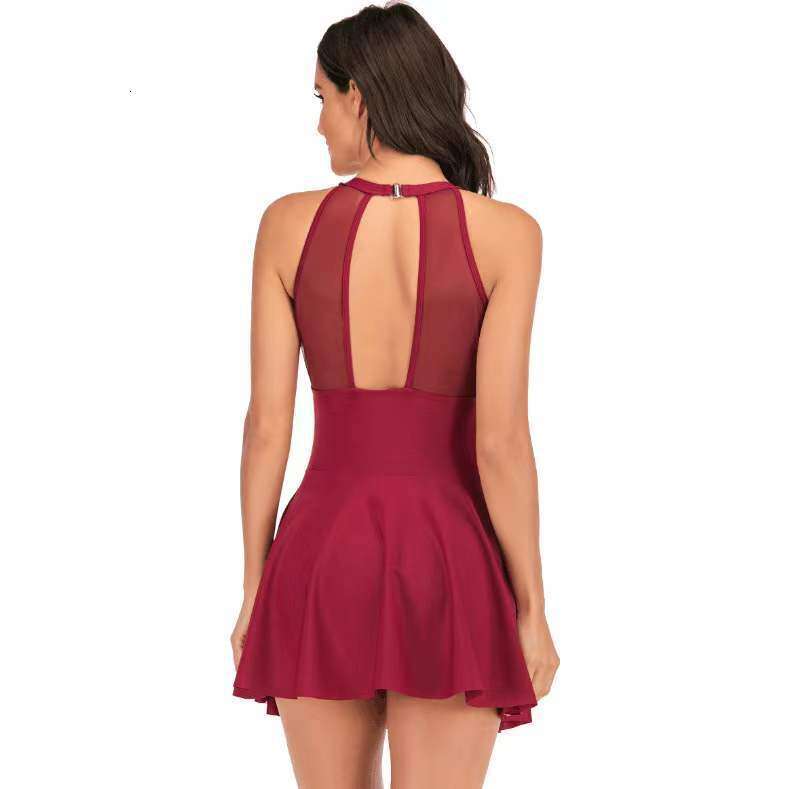 2023 New One-Piece Women's Hot Spring Plus Size Skirt Conservative Bikini Swimsuit