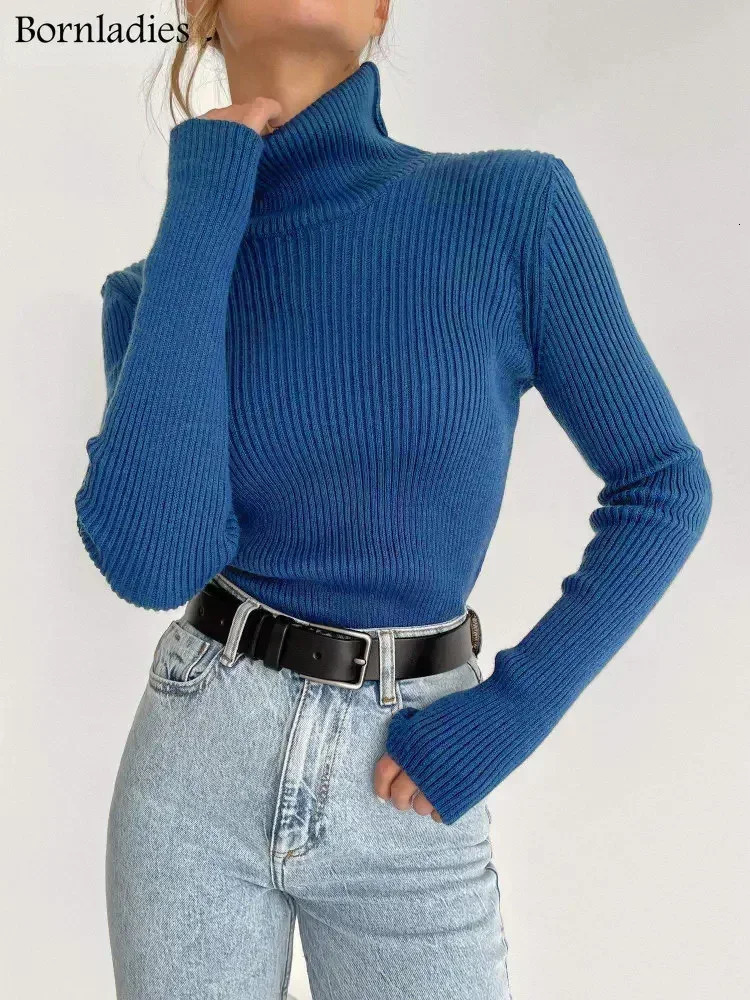 Bornladies Basic Turtleneck Women Sweaters Autumn Winter Tops Slim Women Pullover Knitted Sweater Jumper Soft Warm Pull 241011