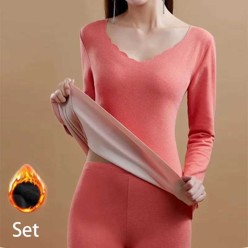 Women's Thermal Underwear Womens hot underwear mens winter clothing seamless thick double-layer warm underwear womens hot clothing set womens 2-p