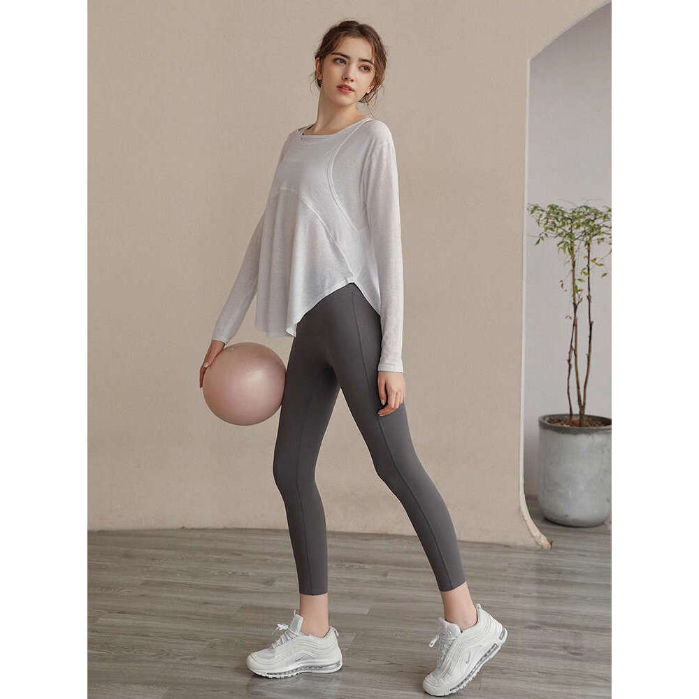 Internet celebrity running training Prati yoga clothes cover up women's spring and autumn loose breathable quick drying sports fiess top