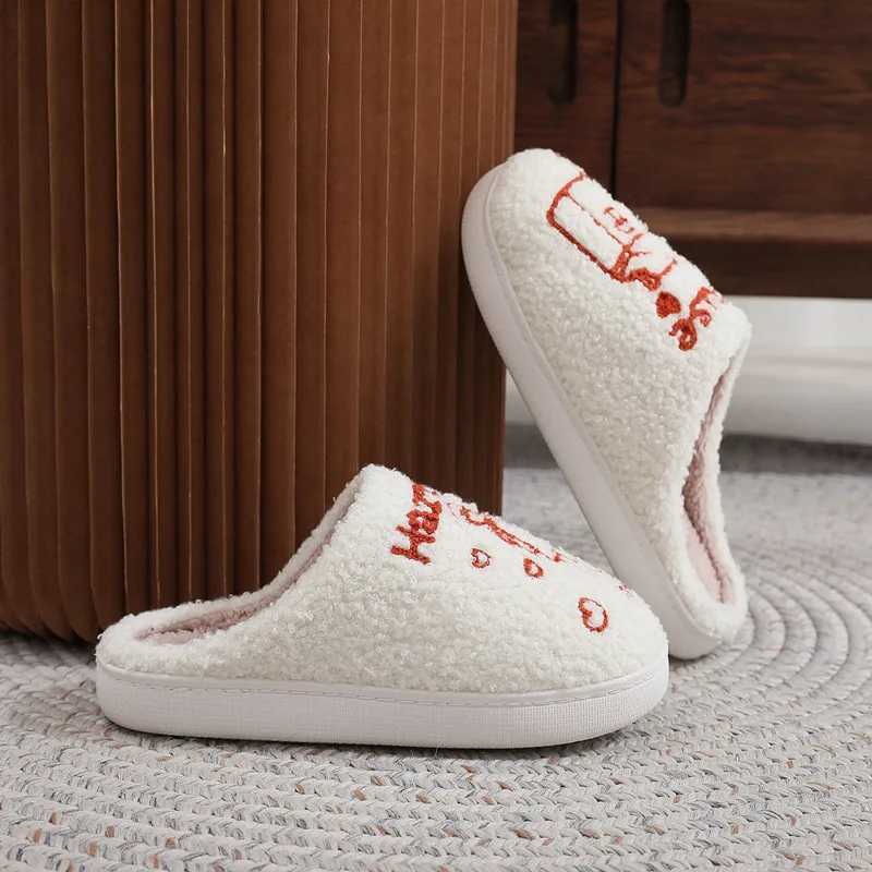 Womens Plush Slippers European American Idol Harrys House Cotton Slippers 2024 Winter New Warm Home Couple Shoes Indoor Shoes Z241011