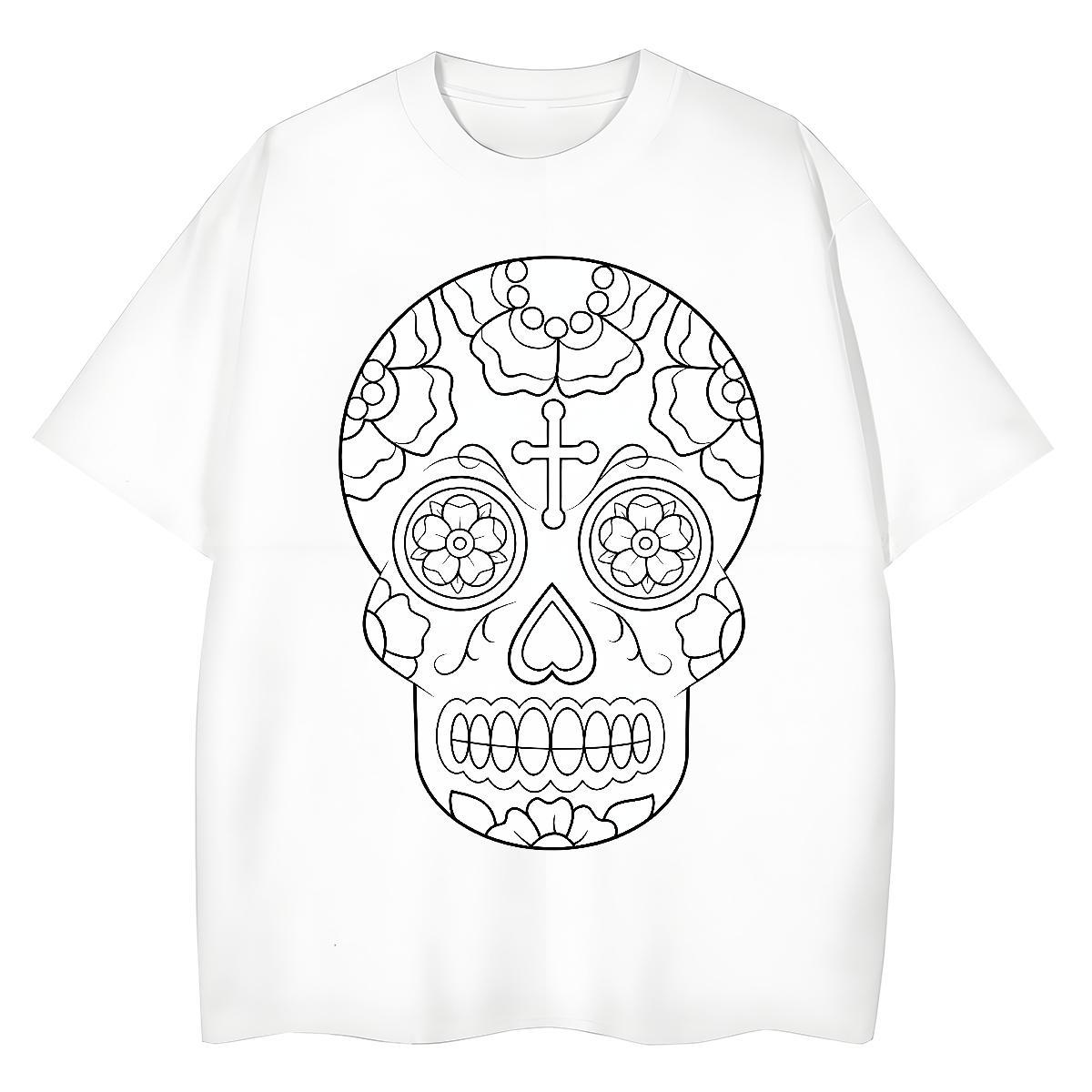 DIY T Shirts Women 100% Cotton 230g Breathable Soft Summer Casual skull Womens Tshirts Designer Nice Plus Size Cartoon Wear