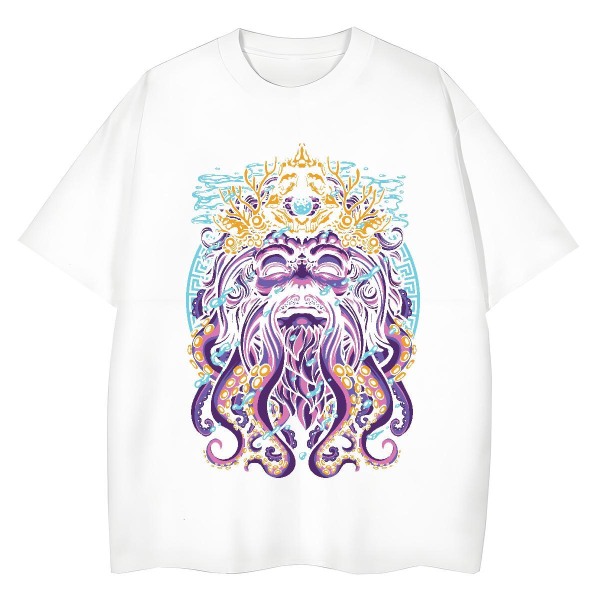 2024 Womens T Shirts 230g Pure Cotton Crew Neck Spring Summer skull Women Tees Loose fit Anime Print Tshirts