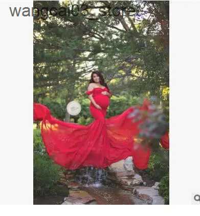 Maternity Dresses Maternity Dresses Women Pregnants Photography Props Off Shoulder Short sleeve Maternity Solid Dress robe de grossesse shooting L2409