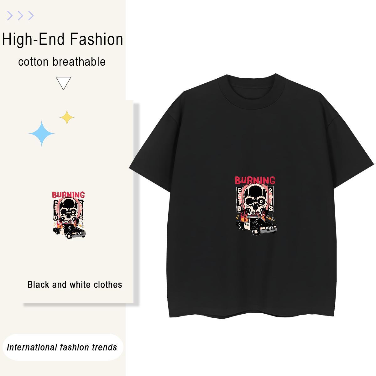 Brand Woman T Shirts 230g Cotton Breathable Short Sleeve High Street Hip Hop skull Woman Tshirt Popular Customized Tops Tees