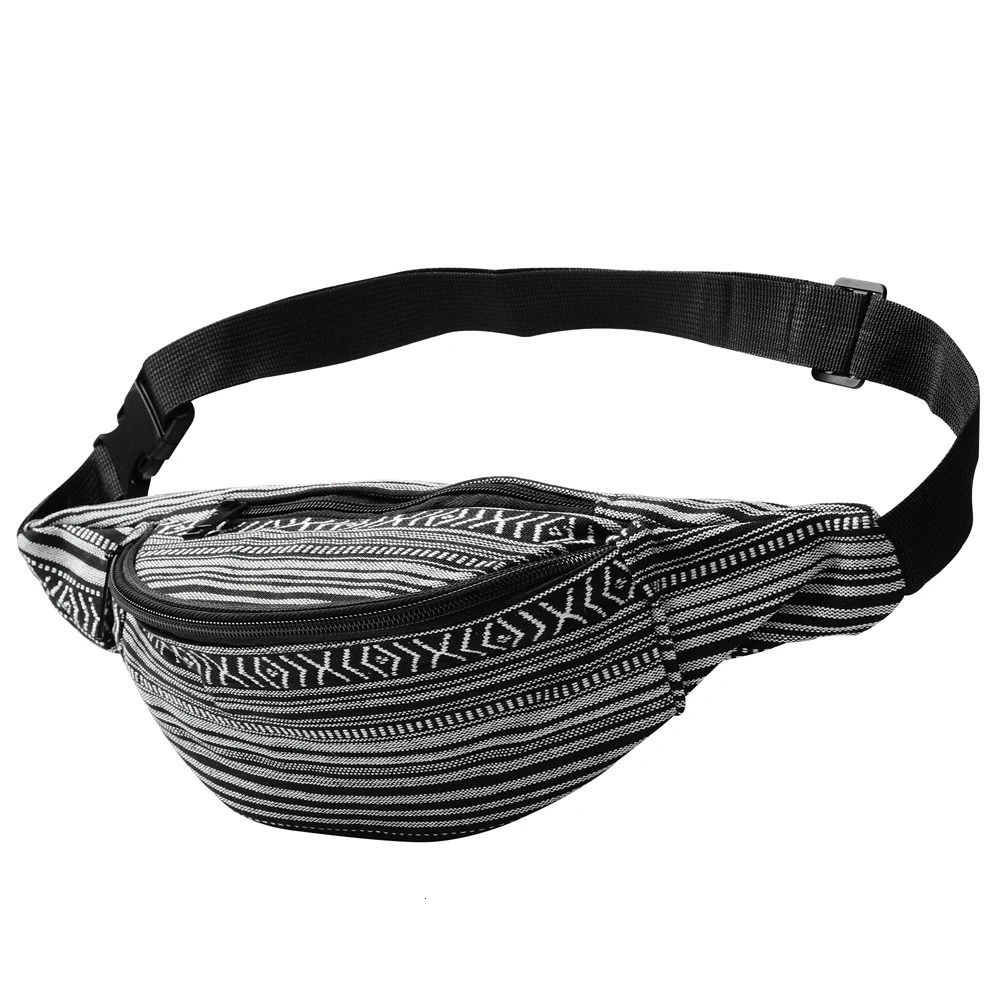 Annmouler Bohemian style womens waist bag fabric Fanny Pack high-quality retro phone bag 2 pockets travel waist bag 241008