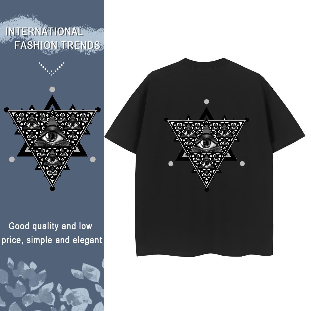 DIY T shirt 230g 100% Cotton O Neck Short Sleeves High Street Hip Hop eye of the devil Woman Tshirt Brand Cartoon Print Tops