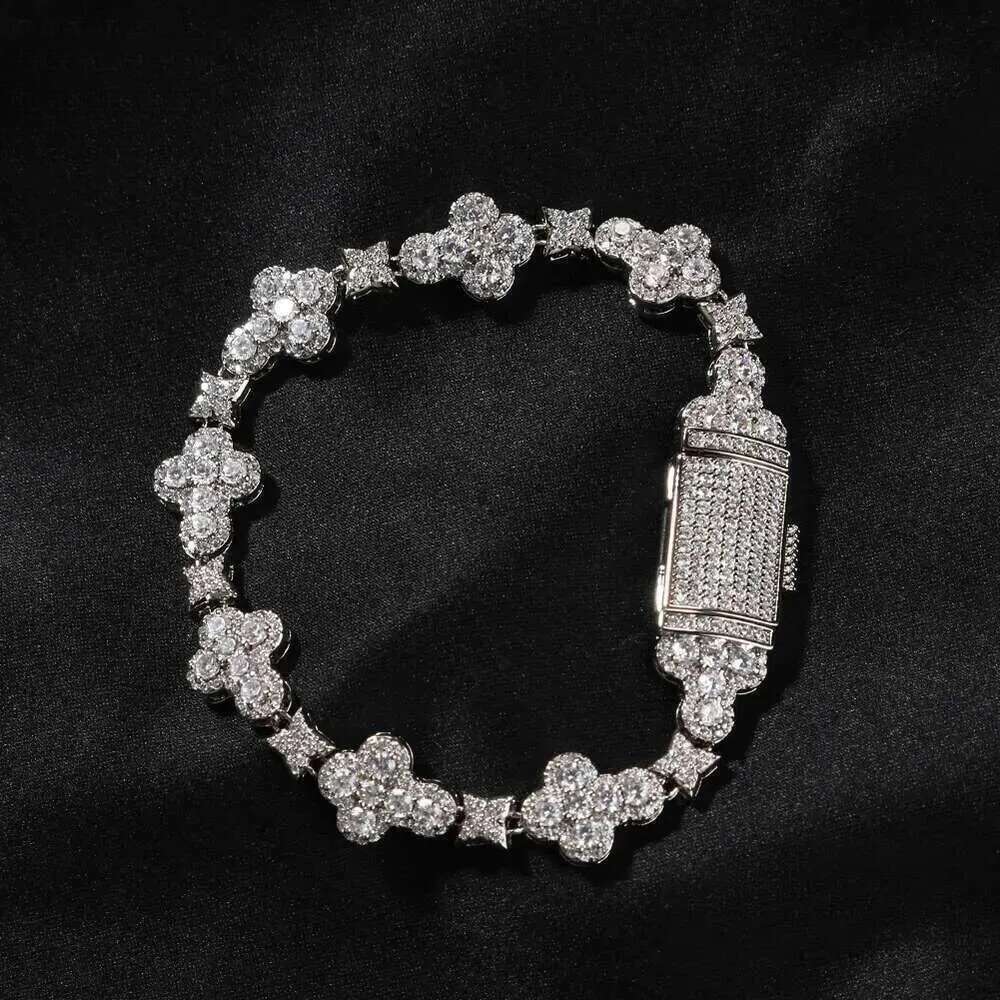New Designer Moissanite bracelet Simple fashion 10mm cross ral bracelet micro-dia bracelet Hip Hop Moissanite jewelry