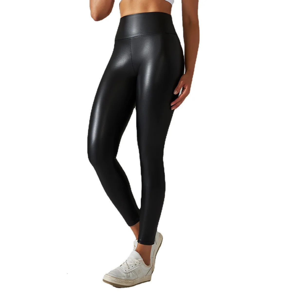 Women Black Pu Leather Pants High Waist Sexy Leggings Trouser Thick Stretch Pantalon Mujer 241009
