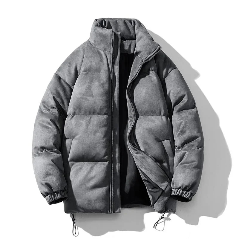 Winter Hooded Retro Parkas Jacket Mens Various Colors Bubble Jacket Oversized Warm Solid Jacket Street Clothing Artificial Suede Inflatable Jacket 241