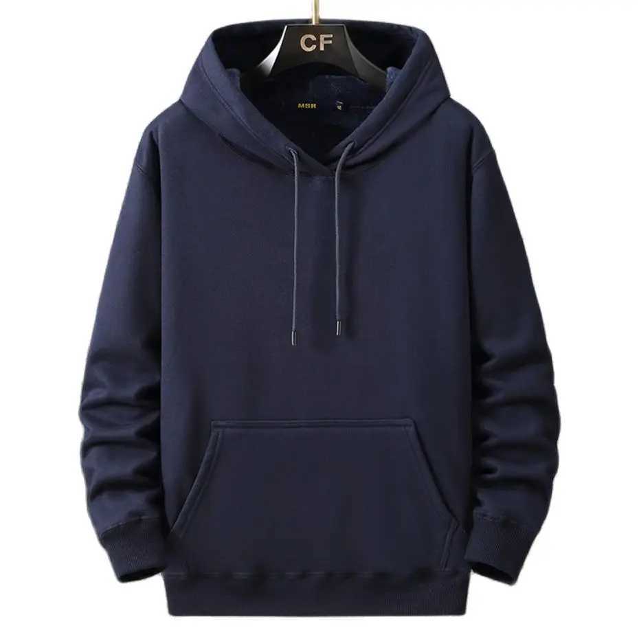 800g Heavy Weight Fashion Mens Hooded New Autumn/Winter Casual Thick Cotton Plus Size L-12XL Top Solid Color Hooded Sweatshir LX241011