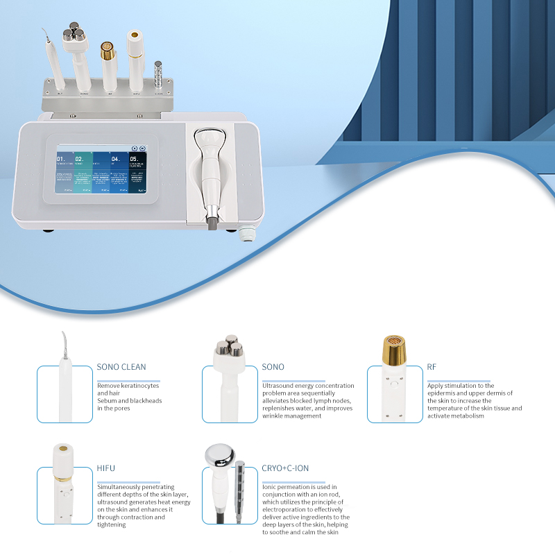 Multifunction 6 In 1 Face Lifting Treatment Tender Skin Brightens Skin Tone Improve Pores Acne Removal Beauty Equipment