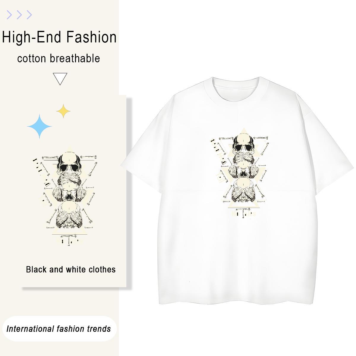 Designer T-Shirts for Women 230g Pure Cotton Comfortable Daily Wear skull Tshirt for Man Woman High quality Plus Size Cartoon Tops