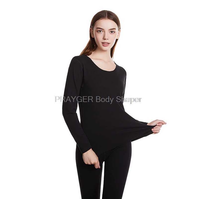 Women's Thermal Underwear Womens hot underwear warm seamless top sexy winter set Y241011F5K4