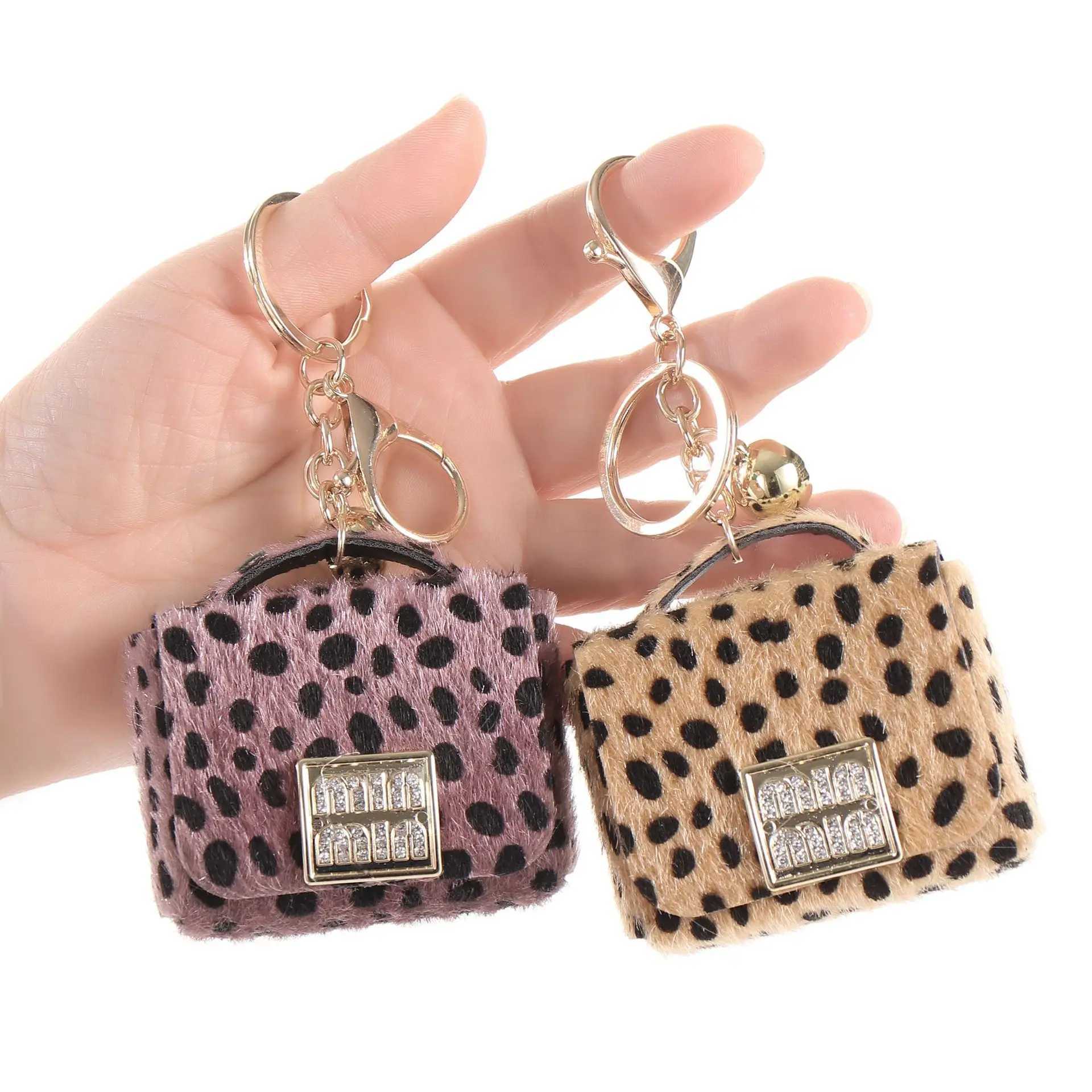Keychains Lanyards Leopard print mini bag keychain bag accessories J241010