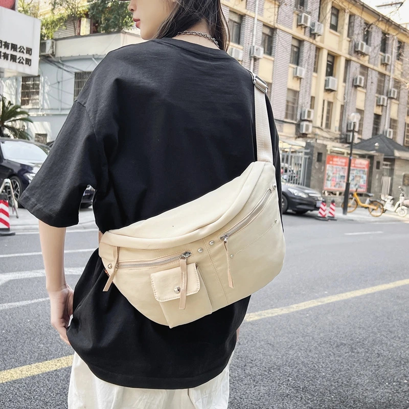 Shoulder Cross Body Bag Womens Casual Chest Bag Large Capacity Neutral Messenger Bag Mobile Wallet Trend Waist Bag 241008