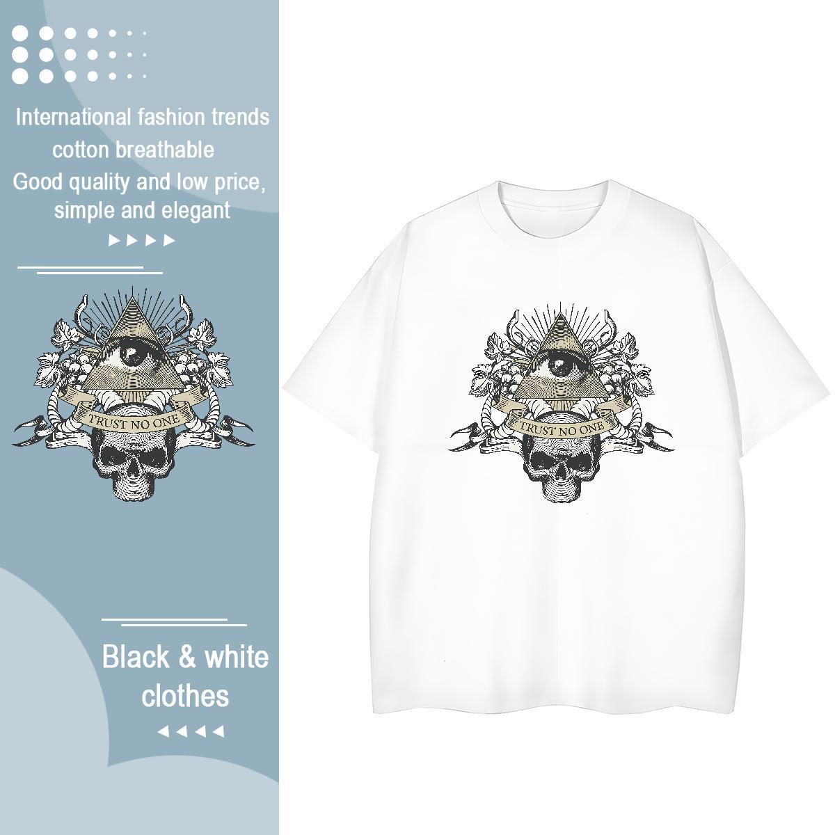 Brand T shirt 230g Pure Cotton Short sleeve Soft Casual eye of the devil Unisex Tshirts Lady DIY Printed Wear