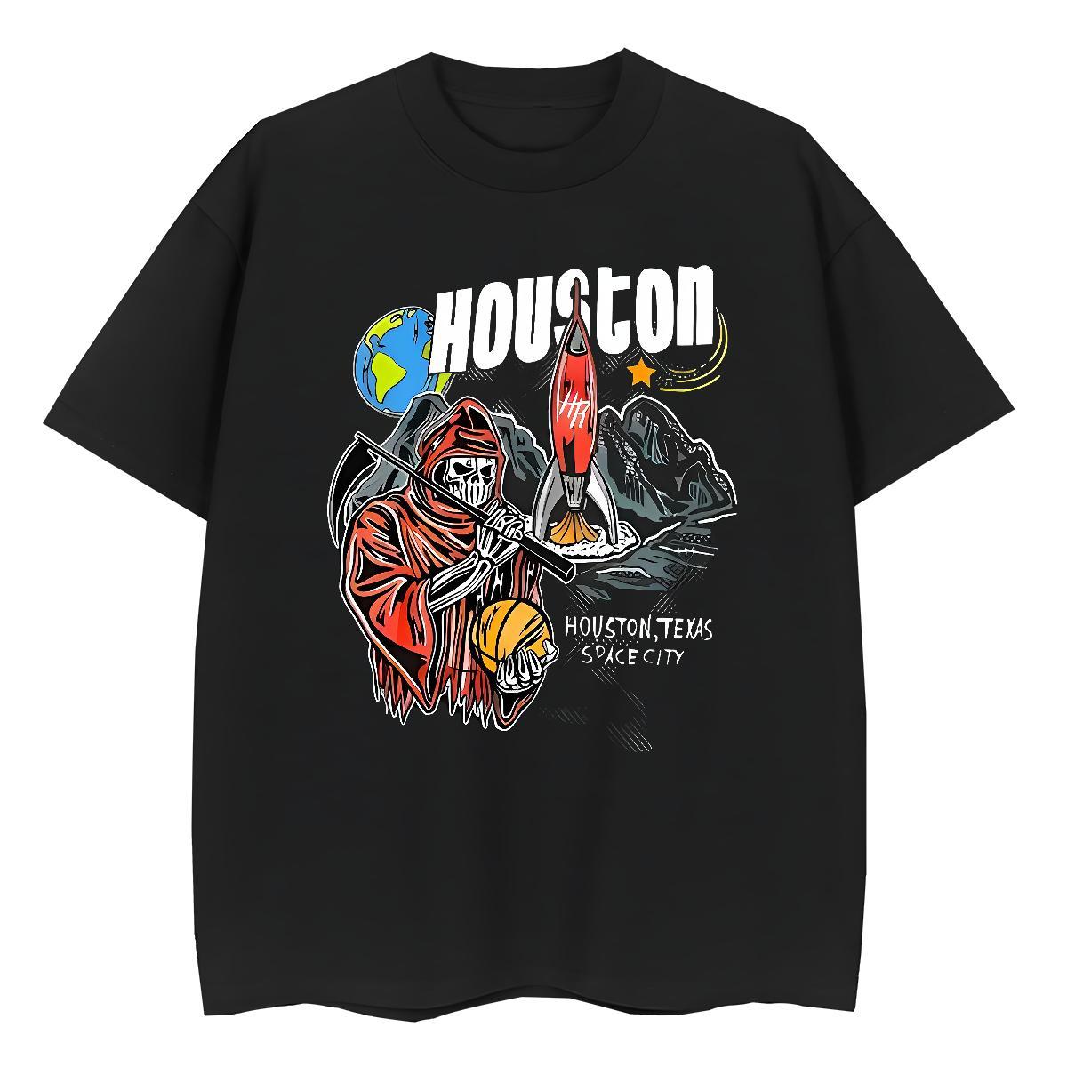 Casual New Womens T Shirts 230g Cotton Breathable Short Sleeve Hip Hop skull Women Tees Loose Anime Tops Tees