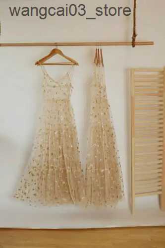 Maternity Dresses Summer Sweet Tulle Spaghetti Straps See Through Long Women Dresses Fashion Bling Dress L240910