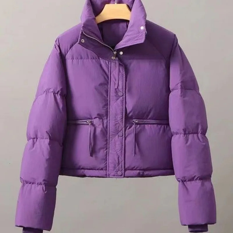 2023 Winter Puffer Jacket Women Short Warm Zipper Padded Jackets Female Outerwear Down Coats Cotton Parkas 241009