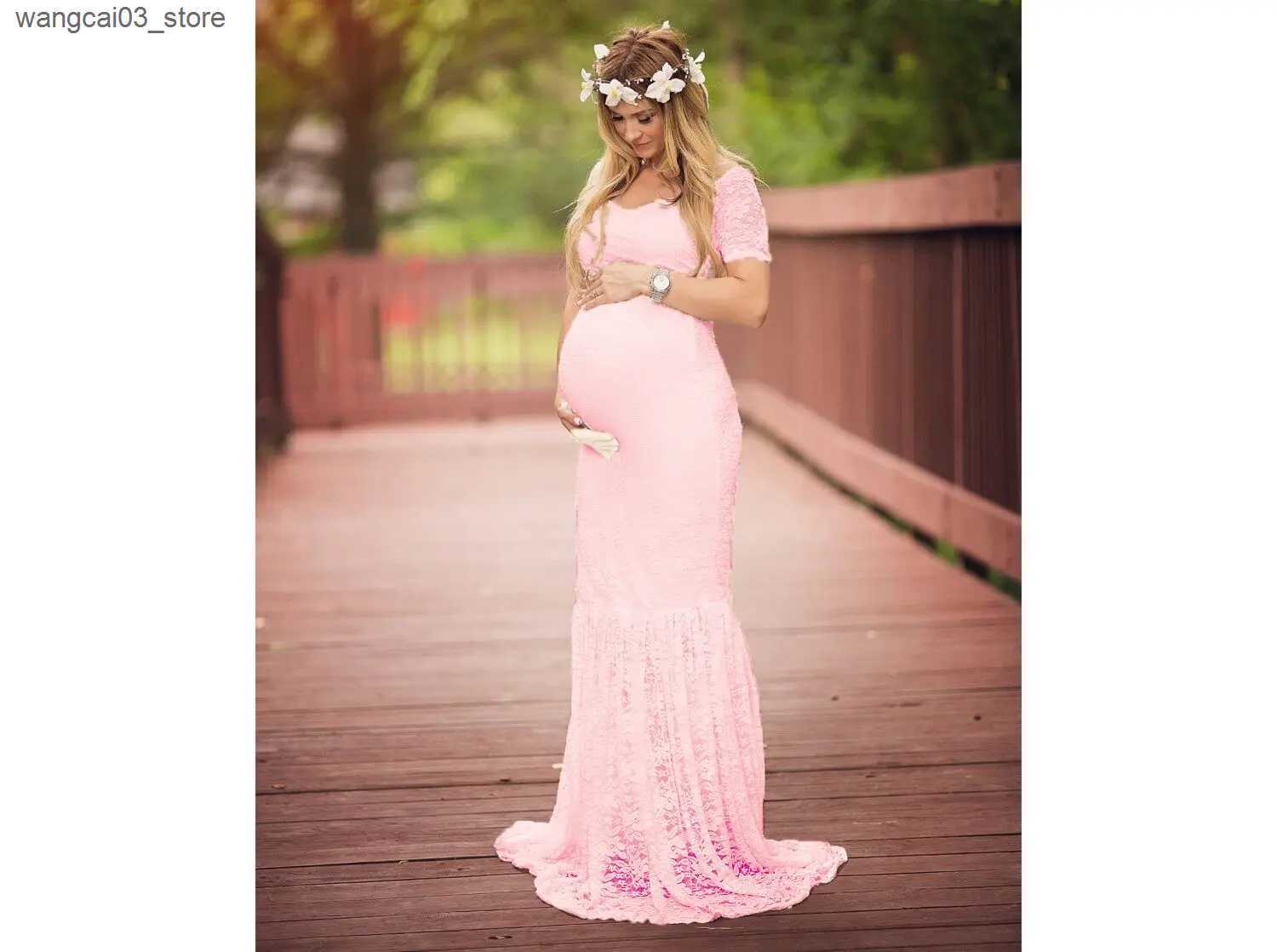 Maternity Dresses Long Sleeve Maxi Maternity Dress for Photo Shoot Elegant Fitted Gown Pregnancy Dress for Baby Shower Women Photography Prop L240910