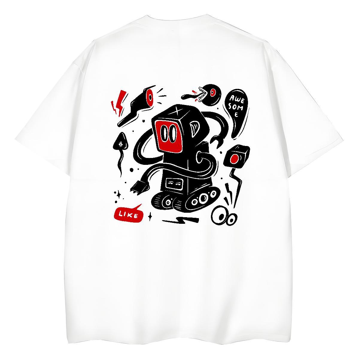 Stylist Women T Shirts 230g Cotton Crew Neck Breathable Street Casual robot Women Tees Brand Anime Tshirts