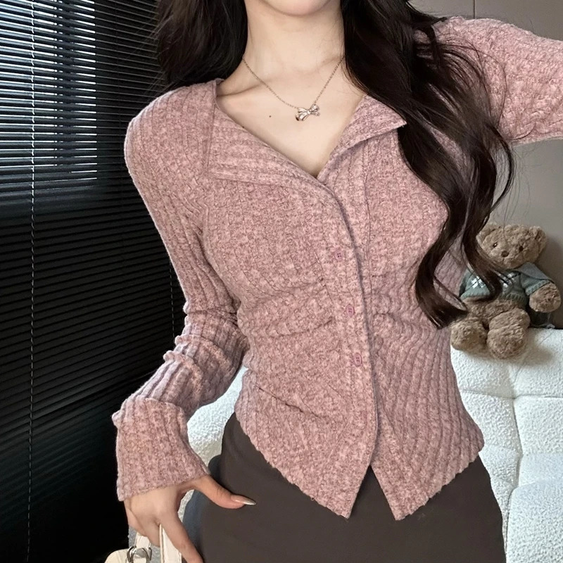 Y2k Knitted Cardigan Women Thin Sweater Coat Vintage Long Sleeve Single Breasted Tops Autumn Fashion Girls Knitwear Jumper 241007