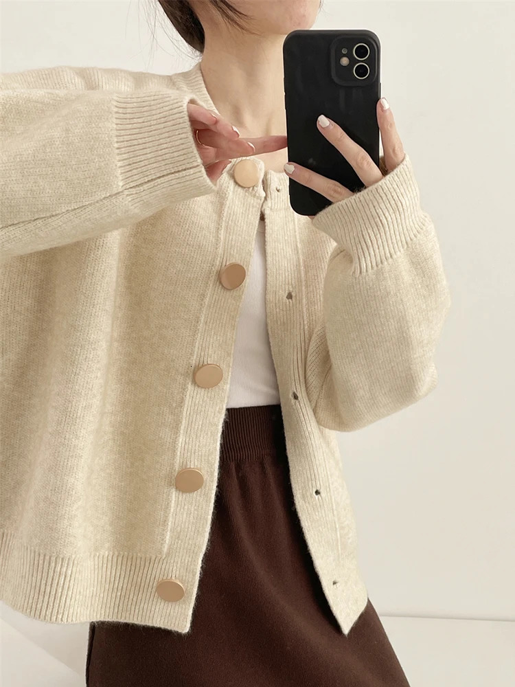 AOSSVIAO Women Cardigans Sweater Oneck Autumn Winter Knitted Loose Solid Single Breasted Womens Sweaters 241007