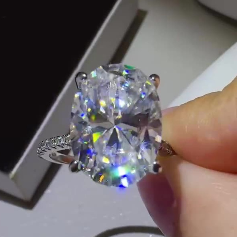 Women Charming Moissanite Ring S925 Sterling Silver 8ct D Color Moissanite Band Rings for Women Promise Jewelry Engagement Rings Gift