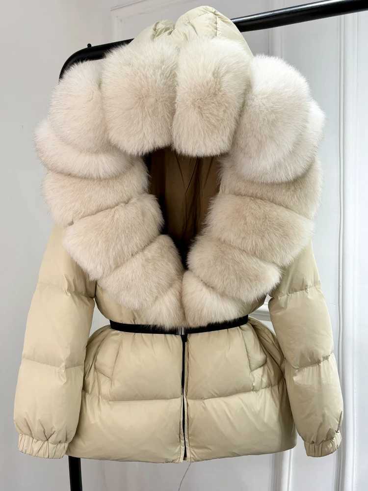 2024 New Winter Inflatable Down Jacket Womens True Fox Fur Cover Thick Warm 90% White Duck Down Jacket Womens Waterproof Parka W241010