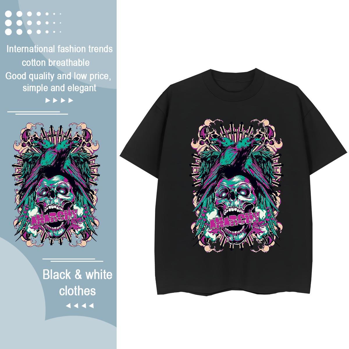 Custom Womens T Shirts 230g Pure Cotton Breathable Soft Sports Casual skull Women Tshirts High quality DIY Printed Clothings