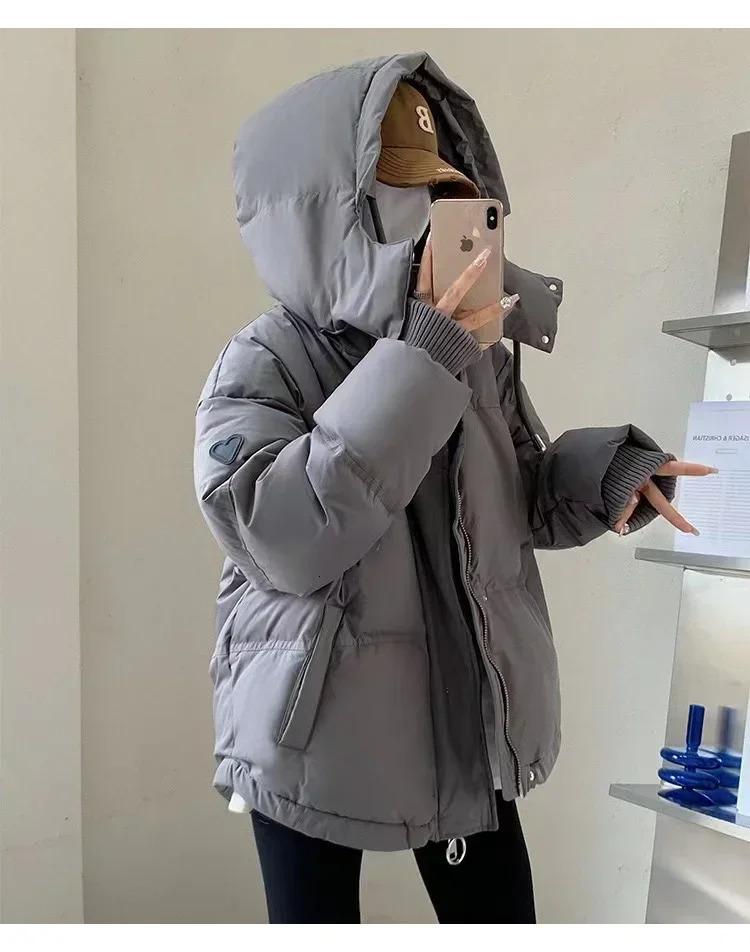 Winter Warm Casual Loose Parkas Womens Down Jacket Coats Pure Cotton Oversized Elegant Soft Thick Inflatable 241010