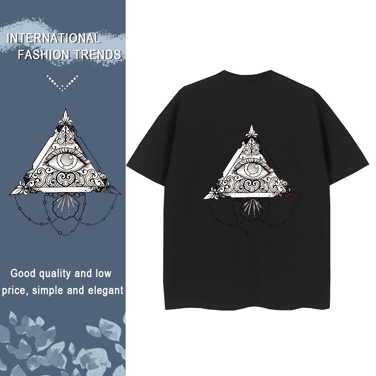 2024 DIY Woman T Shirts 230g Pure Cotton Breathable Short Sleeve Casual Sport eye of the devil Woman Tshirt Comfortable Black White Tees